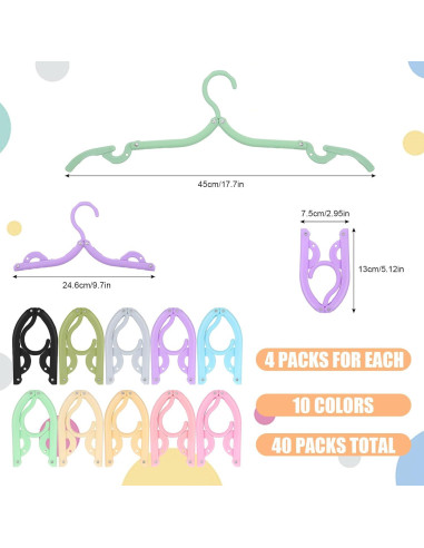 40 Perchas Plegables Dazarey para Viaje y Hogar Multicolor