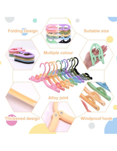 40 Perchas Plegables Dazarey para Viaje y Hogar Multicolor