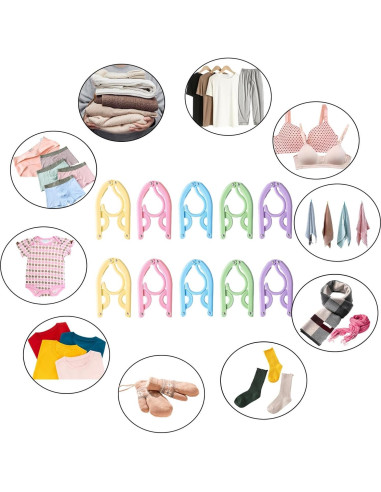 10 Perchas de Viaje Plegables ZSFUMYU Coloridas 46x16.5cm