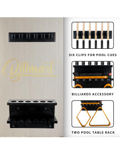 Soporte de Palos de Pool Billmart para 6 Palos Montaje en Pared 2