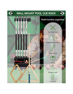 Soporte de Pala de Pool EXTCCT Montado en Pared para 6 Palas 2