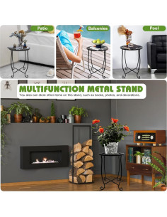 Mesas Laterales Redondas Aonagi, Paquete de 2, Metal Negro 2