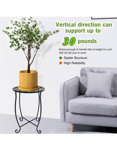 Mesas Laterales Redondas Aonagi, Paquete de 2, Metal Negro