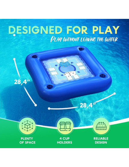 Mesa Flotante para Piscina DIMROM con Portavasos y Cartas