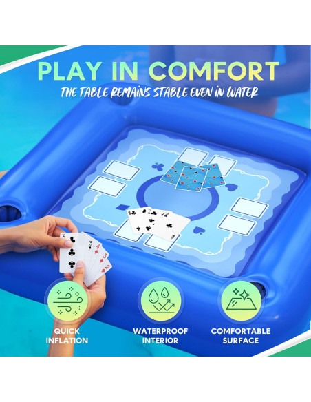Mesa Flotante para Piscina DIMROM con Portavasos y Cartas