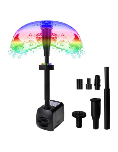 Bomba de Agua Lewisia 15W con 12 Luces LED y Cabezal Negro