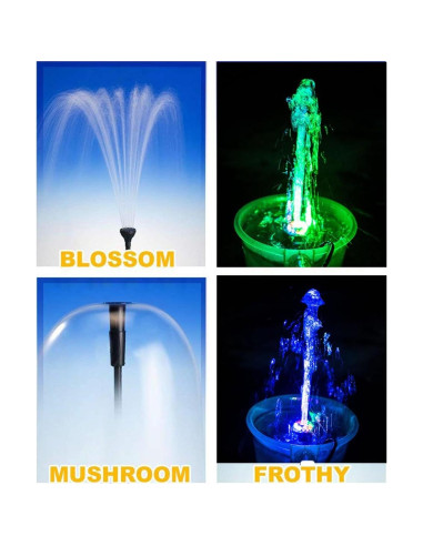 Bomba de Agua Lewisia 15W con 12 Luces LED y Cabezal Negro