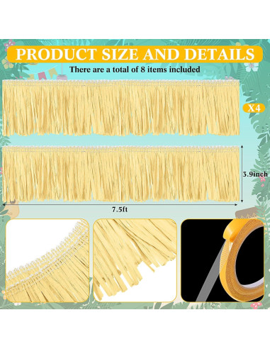 Faldas de Mesa Hawaianas de Papel 4 Rollos 1.19 x 9.14 m