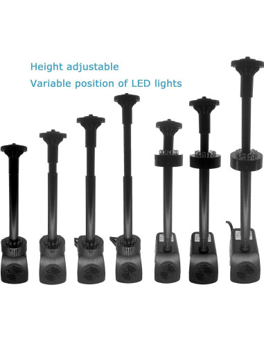 Bomba de Agua Lewisia 15W con 12 Luces LED y Cabezal Negro