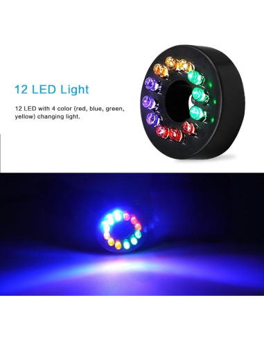 Bomba de Agua Lewisia 15W con 12 Luces LED y Cabezal Negro