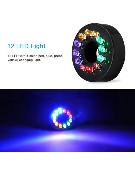 Bomba de Agua Lewisia 15W con 12 Luces LED y Cabezal Negro