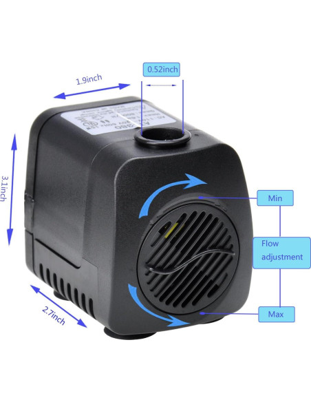 Bomba de Agua Lewisia 15W con 12 Luces LED y Cabezal Negro