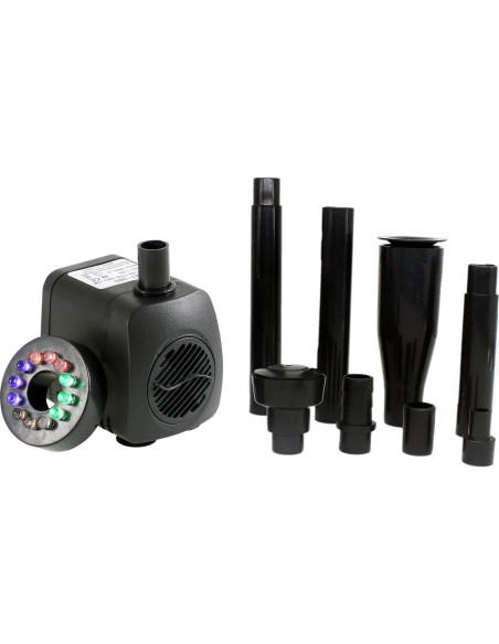 Bomba de Agua Lewisia 15W con 12 Luces LED y Cabezal Negro