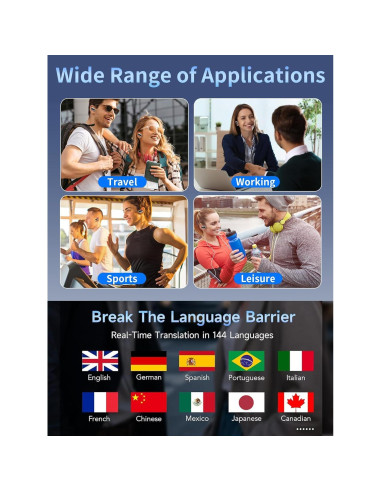 Auriculares Bluetooth YETHKE Q16S Traductor 144 Idiomas