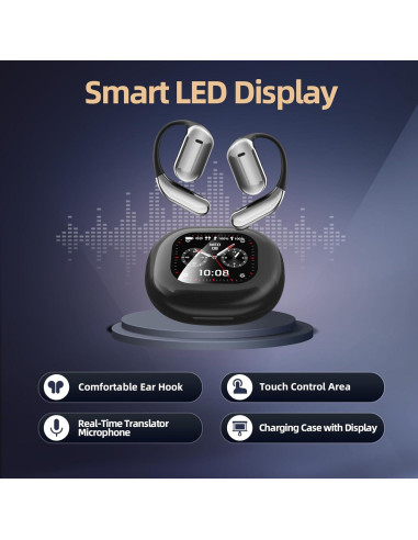 Auriculares de Traducción AI Miniso, Bluetooth 5.4, Pantalla Táctil
