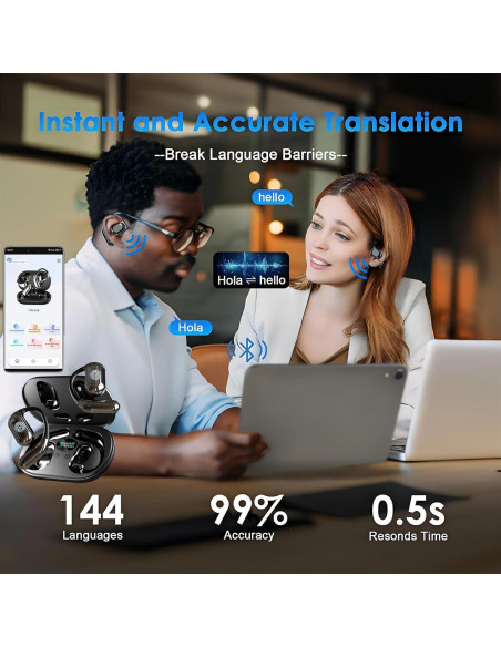 Auriculares de Traducción AI OWS 4-en-1 10h Batería 144 Idiomas