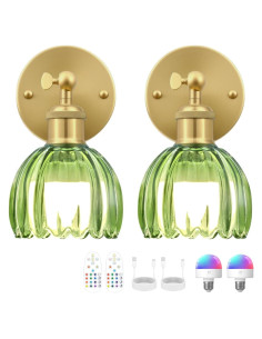 Aplique de Pared Vintage RIDALUX LED Recargable Verde - Juego de 2