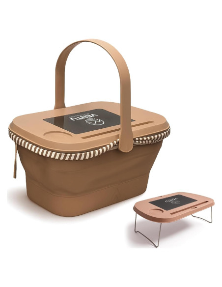 Cesta de Picnic Plegable VENTU 18L con Tapa Mesa y Funda Vino