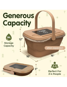 Cesta de Picnic Plegable VENTU 18L con Tapa Mesa y Funda Vino 2