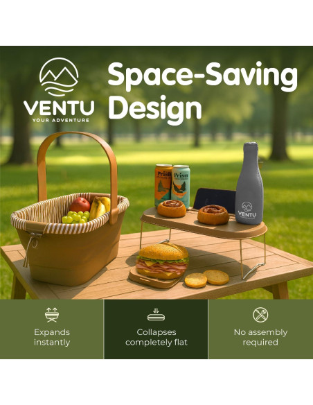 Cesta de Picnic Plegable VENTU 18L con Tapa Mesa y Funda Vino