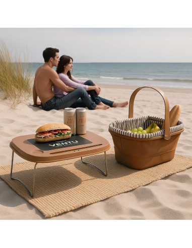 Cesta de Picnic Plegable VENTU 18L con Tapa Mesa y Funda Vino