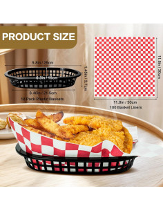 Set de 18 Cestas Ovaladas Negras Seuqhck con 100 Forros Rojos 2