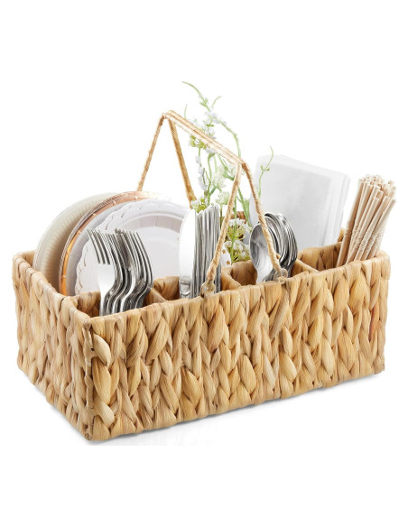 Caddy de Mimbre para Cubiertos YCXNBHH 35.5x20.3x14 cm