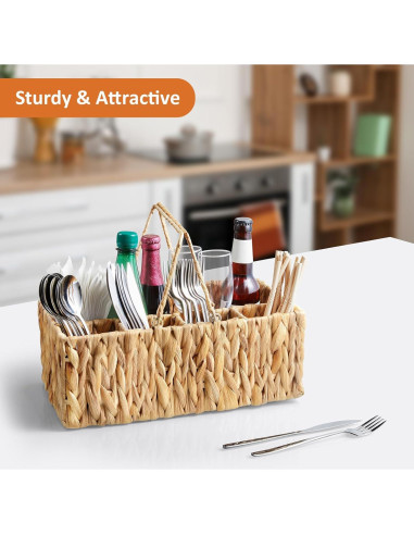 Caddy de Mimbre para Cubiertos YCXNBHH 35.5x20.3x14 cm
