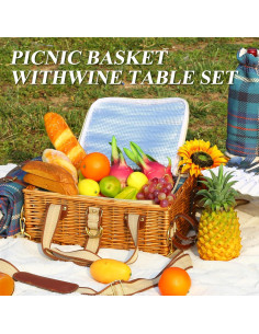 Cesta de Picnic HYBDAMAI para 4 Personas con Mesa Plegable 2