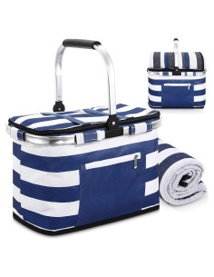 Canasta de Picnic Aislada 35L Teenyyou Rayas Azules Plegable