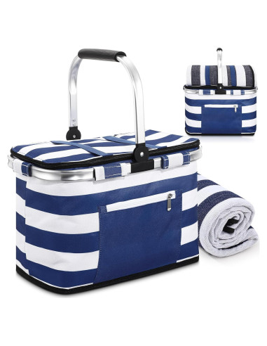 Canasta de Picnic Aislada 35L Teenyyou Rayas Azules Plegable