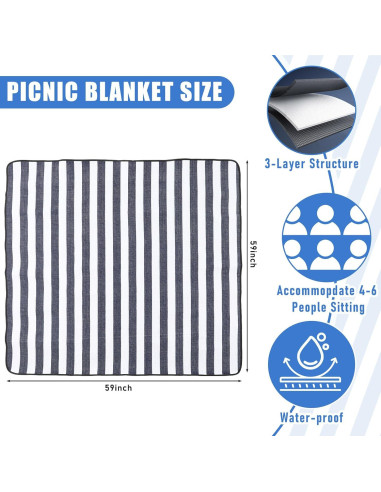 Canasta de Picnic Aislada 35L Teenyyou Rayas Azules Plegable