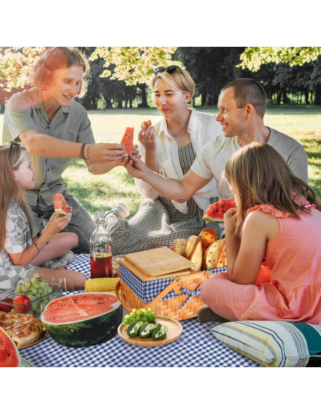 Kit de Picnic Blushtier con Cesta de Madera y Alfombra Impermeable