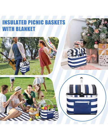 Canasta de Picnic Aislada 35L Teenyyou Rayas Azules Plegable