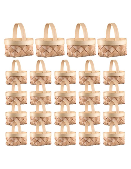 Mini Cestas de Madera Tejidas DOITOOL - 24 Piezas 12x10 cm