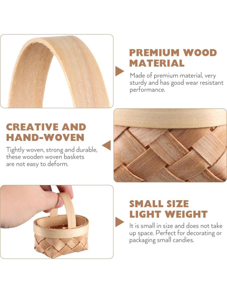 Mini Cestas de Madera Tejidas DOITOOL - 24 Piezas 12x10 cm