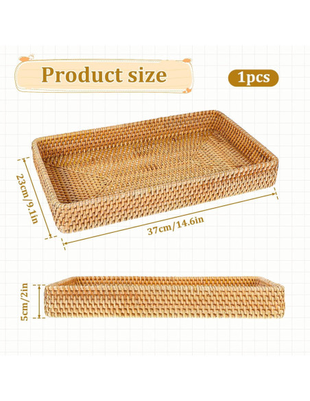 Cesta de Almacenamiento de Mimbre SynHHergyx 37x23x5 cm