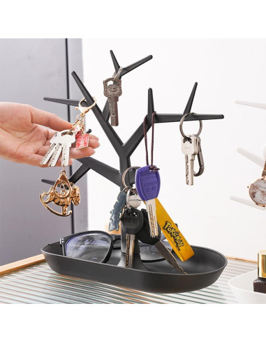 Soporte para llaves y joyas OULIGET en forma de árbol negro