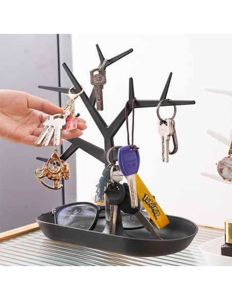Soporte para llaves y joyas OULIGET en forma de árbol negro