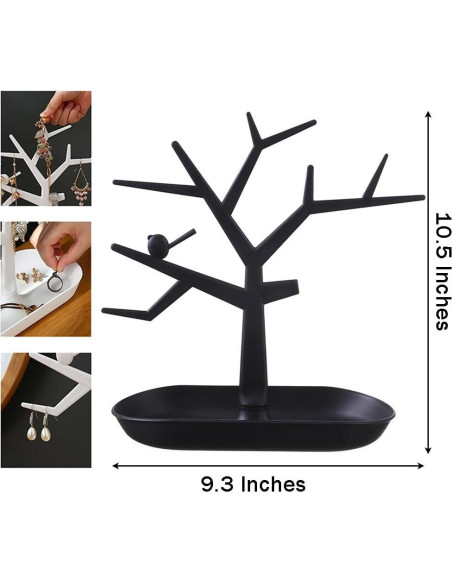 Soporte para llaves y joyas OULIGET en forma de árbol negro