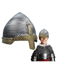 Casco Medieval para Niños Nicky Bigs - Cruzado Plateado 56 cm