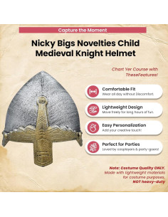 Casco Medieval para Niños Nicky Bigs - Cruzado Plateado 56 cm 2