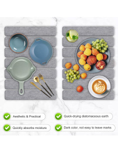 Alfombrilla de Secado Diatomácea Pnettco con Estante de Bambú 2