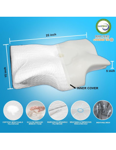 Almohada Cervical Ergonómica BSAFP 63.5x38.1cm Espuma Memoria 2