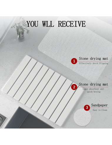 Alfombrilla de Secado de Piedra Diatomita YEECOPON 60x39cm