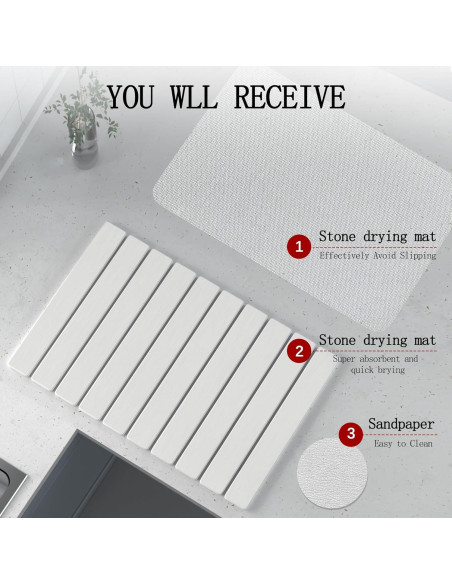 Alfombrilla de Secado de Piedra Diatomita YEECOPON 60x39cm