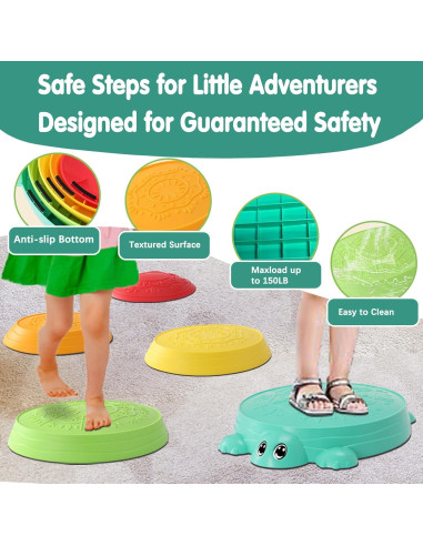 HAPATOYS Tabla de Equilibrio y 5 Piedras de Paso Antideslizantes