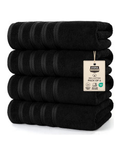 Juego de Toallas de Baño Utopia 4 Piezas 100% Algodón Negro