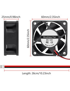 4 Ventiladores de Refrigeración UMLIFE 60x60x25mm 12V CC 2