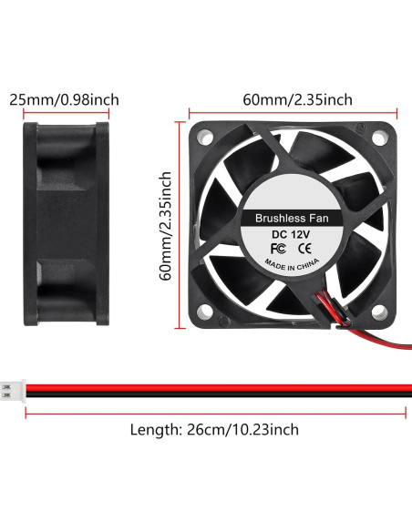 4 Ventiladores de Refrigeración UMLIFE 60x60x25mm 12V CC